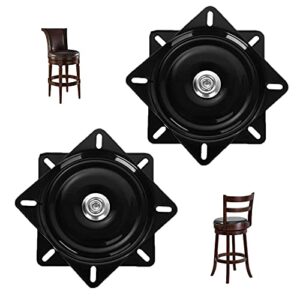 2 pack 7 inch heavy duty bar stool swivel replacement for recliner chair, square swivel mechanism for furniture, seat swivel base bar stool swivel mount plate, ball bearing swivel boat seat, black