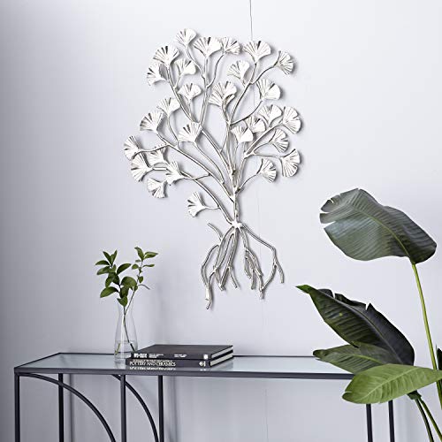 Deco 79 Aluminum Floral Wall Decor, 27" x 2" x 39", Silver