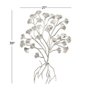 Deco 79 Aluminum Floral Wall Decor, 27" x 2" x 39", Silver