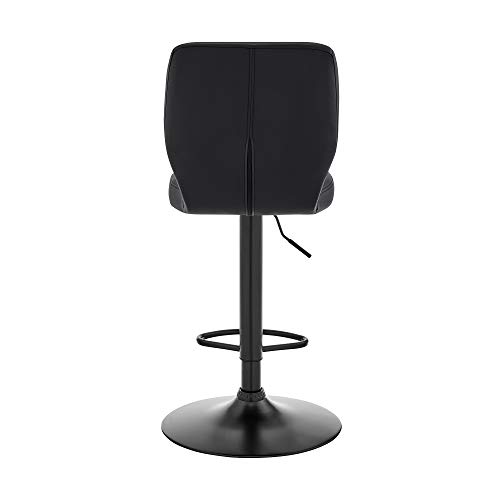 Armen Living Bardot Adjustable Height Black Faux Leather Swivel Bar Stool