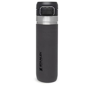 stanley quick flip stainless steel water bottle .71l / 24oz charcoal – leakproof insulated water bottle - push button locking lid - bpa-free thermos flask - cup holder compatible - dishwasher safe