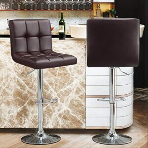 Yaheetech Modern Bar Stools Height Adjustable Kitchen Island Chairs Counter Height Barstools Swivel PU Leather Chair 30 inches,X-Large Base and Seat, 2pcs Brown