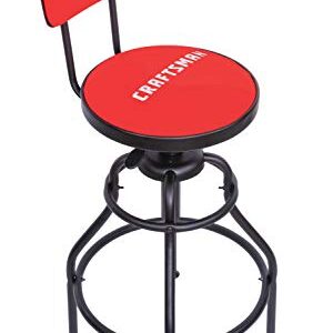 Craftsman Adjustable Height Work Shop Stool, 29 to 34-inches Tall, Rip-Resistant Padded Vinyl Seat, 300-lb Capacity, 360-degree Footrest, Non-Marring Feet