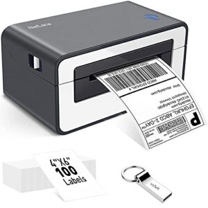 shipping label printer - 4x6 thermal label printer with lables 100 pcs, commercial direct thermal label maker, compatible with shopify, ebay, amazon &etsy, support multiple systems(black)