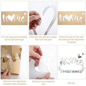 3D Acrylic Mirror Wall Decals Kitchen Butterfly Mirror Stickers Home Letters Decor Heart Quotes Wall Stickers Removable Wall Decals Motivational Wall Decoration for Kitchen Home Dorm (Silver)