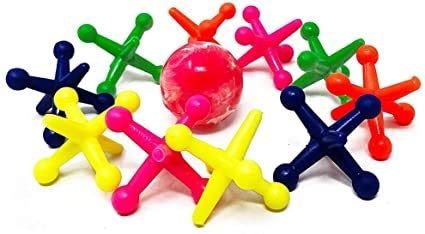 JA-RU Rainbow Jax Toy Set (2 Pack) Big Plastic Jacks Game with Ball for Kids and Adults. Neon Colored Toy Jacks. Fun Vintage Retro Toy. Stocking Stuffers Party Favor Birthday Gifts Bulk. 731-2s