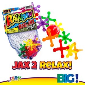 JA-RU Rainbow Jax Toy Set (2 Pack) Big Plastic Jacks Game with Ball for Kids and Adults. Neon Colored Toy Jacks. Fun Vintage Retro Toy. Stocking Stuffers Party Favor Birthday Gifts Bulk. 731-2s