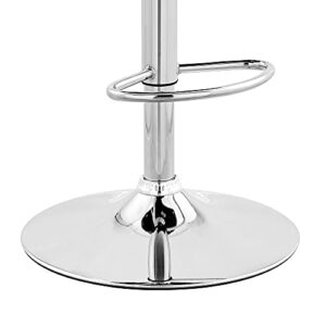 Armen Living Karter Adjustable Cream Faux Leather and Walnut Wood Bar Stool with Chrome Base