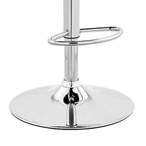 Armen Living Karter Adjustable Cream Faux Leather and Walnut Wood Bar Stool with Chrome Base