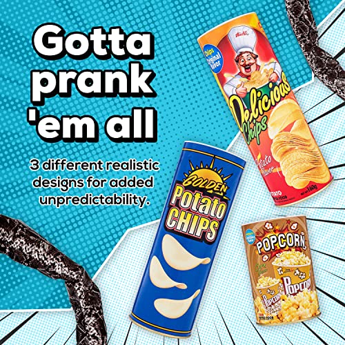 The FunFamz Original Snake in a Potato Chip Can Prank-Funny Classic Snake in a Can Prank for Kids, Snake in a Can Trick Gag Gift Toy & Scary Shock Snake Trick, Spring Snakes Prank, Red Potato Chip Can