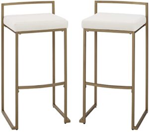 crosley furniture harlowe bar stool, set of 2, creme and gold