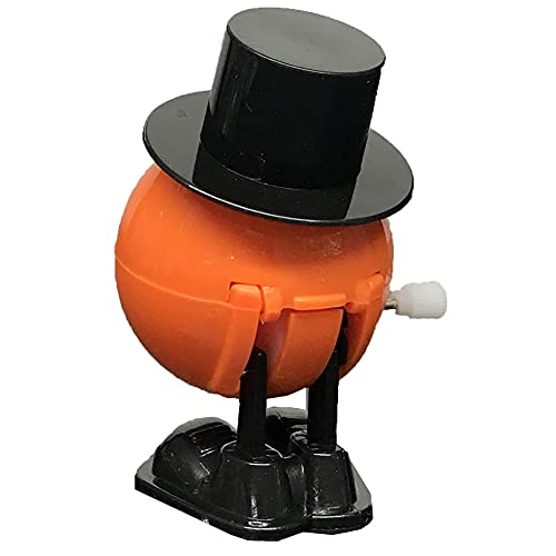 Wind Up Hopping Jumping Jack-O-Lantern Pumpkin With Top Hat Halloween Party Favor 2 Pack