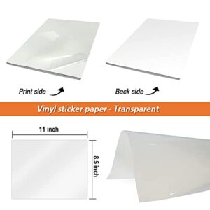 Stampcolour Printable Vinyl Sticker Paper for Cricut,Transparent No-Waterproof, Clear Decal 50 Sheets Self-Adhesive Crafts,Dries Quickly Tear Resistant-for Any Epson HP Canon Sawgrass Inkjet Printer