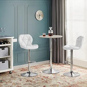 Yaheetech Bar Stools Set of 2 Counter Stool Bar Chairs with Backrest Height Adjustable Swivel Tall Bar Stools Modern PU Leather, White