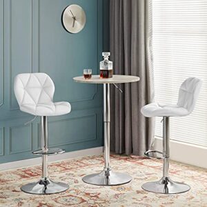 Yaheetech Bar Stools Set of 4 Adjustable PU Leather 360°Swivel Count Bar Chair with Backresr Home Kitchen Counter Stools for Kitchen Counter, White