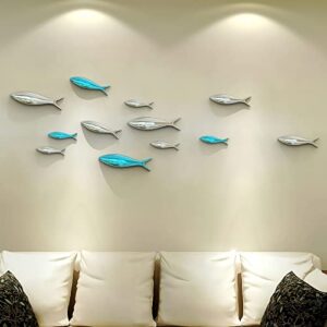 wood nymph 3d fish wall decor,nautical decoration,bathroom wall decor art,silver plating wall decor,12 pieces of diy coast decoration,living room wall decoration,home decore