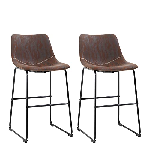 FDW Fashion Barstools,Bar stools Set of 2 Bar Stool Counter Height bar stools Chairs Kitchen Stools with Back Island Chairs for Kitchen/Dining Room,Brown (37Inch)