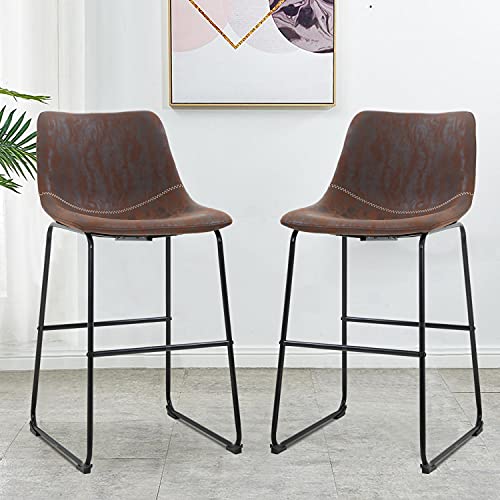 FDW Fashion Barstools,Bar stools Set of 2 Bar Stool Counter Height bar stools Chairs Kitchen Stools with Back Island Chairs for Kitchen/Dining Room,Brown (37Inch)