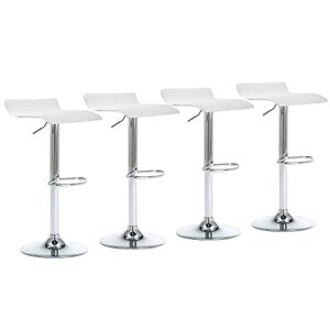 NOBPEINT Contemporary Chrome Air Lift Adjustable Swivel Bar Stool, Set of 2, White