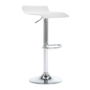 NOBPEINT Contemporary Chrome Air Lift Adjustable Swivel Bar Stool, Set of 2, White