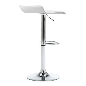 NOBPEINT Contemporary Chrome Air Lift Adjustable Swivel Bar Stool, Set of 2, White