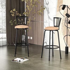 VECELO Barstools, Adjustable Counter Stools, Steel Bistro Pub Chairs, Bar Stools with 360 Degree Swivel Seat Top and Comfortable Round Seat Cushions,Straight Backrest,Set of 2