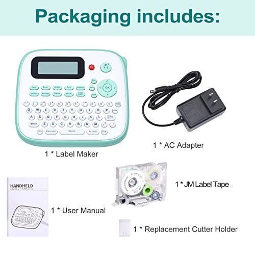 Labelife Label Maker Machine with Tape, Portable Label Maker D210S, QWERTY Keyboard, Easy-to-Use, Handheld Label Maker with Laminated Tape and Adapter, for Home Office and School Organization, Green