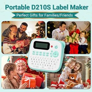 Labelife Label Maker Machine with Tape, Portable Label Maker D210S, QWERTY Keyboard, Easy-to-Use, Handheld Label Maker with Laminated Tape and Adapter, for Home Office and School Organization, Green