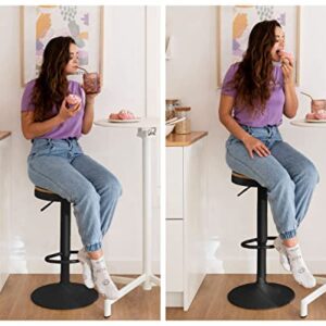 YOUTASTE Wood Bar Stools Set of 2 Black Counter Height Adjustable Bar Stool Metal Modern Barstools Swivel High Top Rustic Bar Chairs with footrest Home Kitchen Island