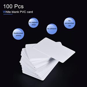 MECCANIXITY Blank PVC Cards for ID Badge Printers, Graphics Quality White Plastic CR80 20 Mil (CR-8020) Pack of 100