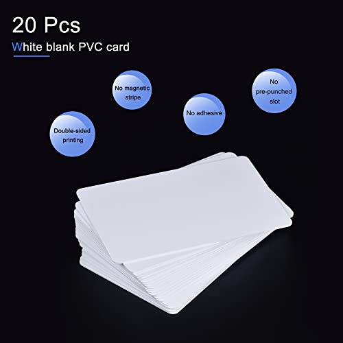 MECCANIXITY Blank PVC Cards for ID Badge Printers, Graphics Quality White Plastic CR80 30 Mil (CR8030) Pack of 20