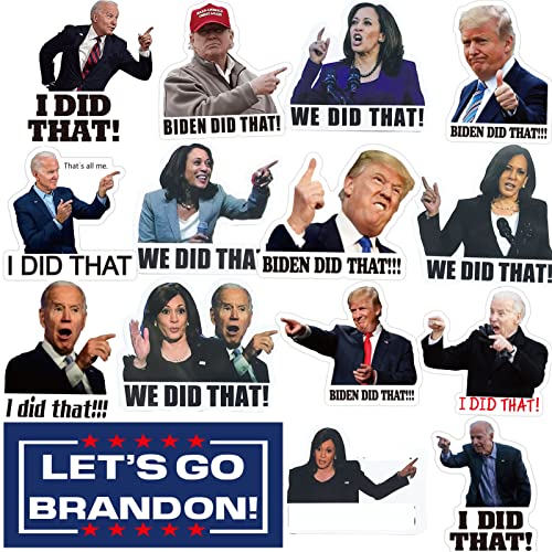 310Pcs I Did That Biden Harris We Did It Joe Sticker Stickers Gas UWHENBO We Did That Joe Sticker Kamala Let's Go Brandon Waterproof Easy to Remove No Residue Leaves Funny Decal Gold 320