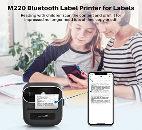 Phomemo M220 Label Maker, Bluetooth Label Printer, 3.14 Inch Portable Thermal Label Maker Machine for Barcode, Labeling, Organizing, Small Business, Compatible with iOS & Android, with 3 Label