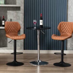 EALSON Swivel Bar Stools Set of 2 Modern Counter Height Barstools PU Leather Bar Chairs with Back Adjustable Kitchen Island Stools for Home Bar/ Dining Room, Brown