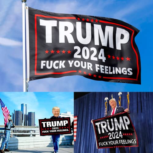 Trump 2024 Flag Fuck Biden Flag 3x5 ft Make America Great Again Flag Double Stitch Around The Edge with Two Brass Buttonholes 4 Patterns (Trump 2024-4 Patterns #2)