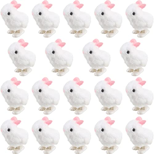 Cotiny 24 Pack Easter Jumping Bunny Wind Up Rabbit Toys Plush Bunny for Easter Party Favors Classroom Prizes Basket Stuffers