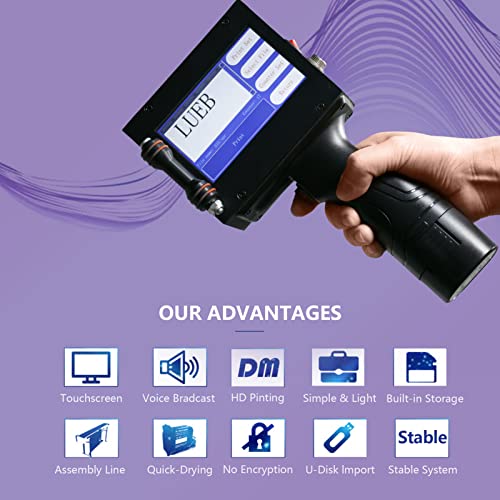 Portable Inkjet Printer with 4.3 Inch HD Touch Screen, Handheld Inkjet Printer with Quick-Drying Ink Cartridge, Handheld Printer Gun for Label/Production Date/Serial Number/Barcode/QR Code/Logo/Image