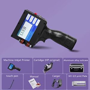 Portable Inkjet Printer with 4.3 Inch HD Touch Screen, Handheld Inkjet Printer with Quick-Drying Ink Cartridge, Handheld Printer Gun for Label/Production Date/Serial Number/Barcode/QR Code/Logo/Image