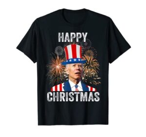 xmas merry christmas funny happy 4th of july anti joe biden t-shirt