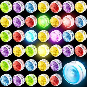 50 pieces yo yo led light up responsive ball plastic auto return yo yo with light entertaining toy gifts for beginner boy girl children birthday party favors, random colors