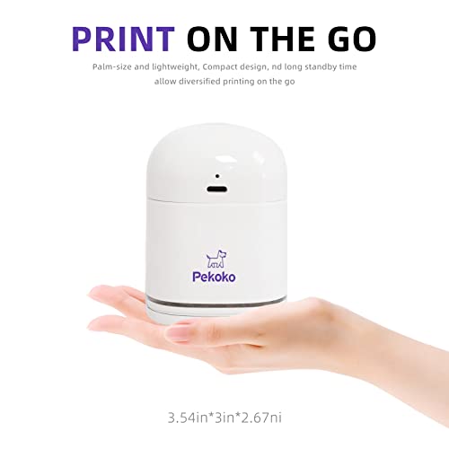 PEKOKO Handheld Portable Printer,Wireless Bluetooth Color Printer with Ink Cartridges Mini Art Printer for Gift Cards,Stamps,T-Shirt,Logo, Barcode