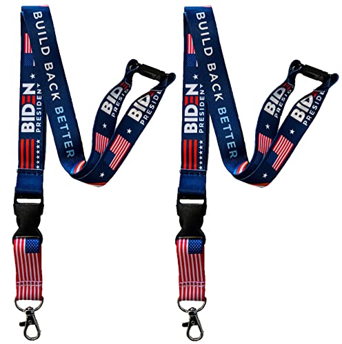 2 Pack of Joe Biden President Lanyard - Build Back Better - With Detachable Clip & Safety Breakaway