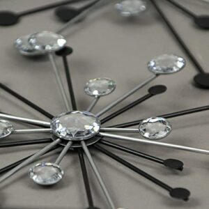 Mid-Century Modern Style Black and Silver Metal Jeweled Atomic Starburst Wall Décor Hanging Set of 3