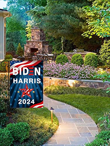 YaoChong Biden Harris Flag Vote 2024 President Small Garden Flag Vertical Double Sided 12.5x18 Inch, Patriotic American Star Election Yard Gift House Decoration(2024)