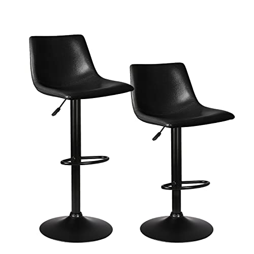 LEMBERI Swivel Bar Stools Set of 2, Modern Adjustable Counter Height Bar Stool with Back,Comfortable PU Leather Upholstered Seat Bar Chairs for Kitchen Counter Dining Room