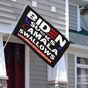 Fuck Joe Biden Flag 3x5 Fuck Biden Flag Biden Sucks Kamala Swallows Flag Anti Kamala Harris Vote Red Save America Vote Republican Flag F K biden Flag With Metal Grommet Flags Banners Yard Sign