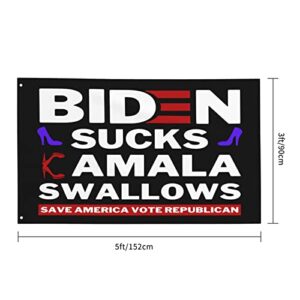 Fuck Joe Biden Flag 3x5 Fuck Biden Flag Biden Sucks Kamala Swallows Flag Anti Kamala Harris Vote Red Save America Vote Republican Flag F K biden Flag With Metal Grommet Flags Banners Yard Sign