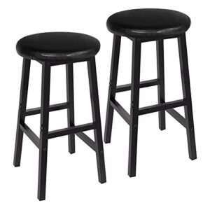 hoobro bar stools, bar chairs set of 2, 24 inch pu upholstered height stools, kitchen breakfast stools with footrest, easy to assemble, for restaurant, kitchen, bar counter, party room, black bb06by01