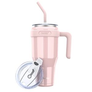 sursip 40 oz mug tumbler,stainless steel tumbler mug with non-removable handle–keeps drinks cold up to 24 hours–sweat proof, dishwasher safe,bpa free-pink