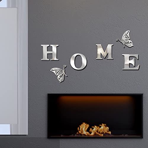 Acrylic Home Sign Letters Wall Decor, Oppro Mirror Surface Wall Stickers Family Wall Decoration Decals for Living Room Dining Room Bedroom House Hallway Décor (Large 63"x11.8", Silver)